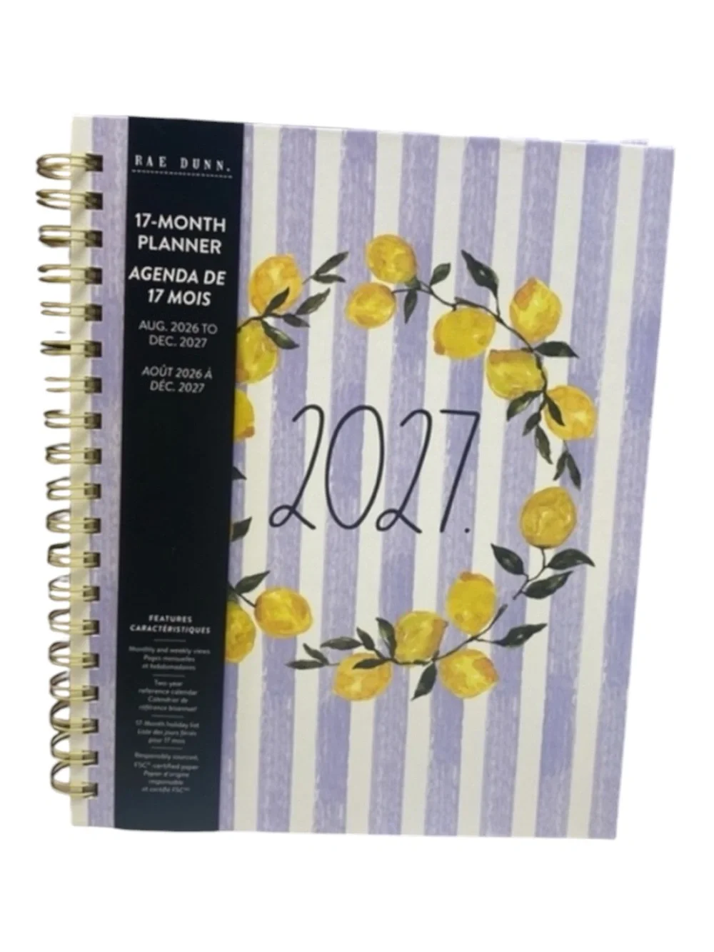 🆕 Rae Dunn 2027 Lemon Wreath 17 Month Planner